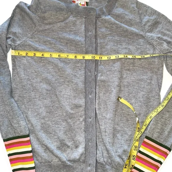Boden Women’s Cassandra Cardigan Medium Grey with Bright Stripe Detail - Picture 9 of 12
